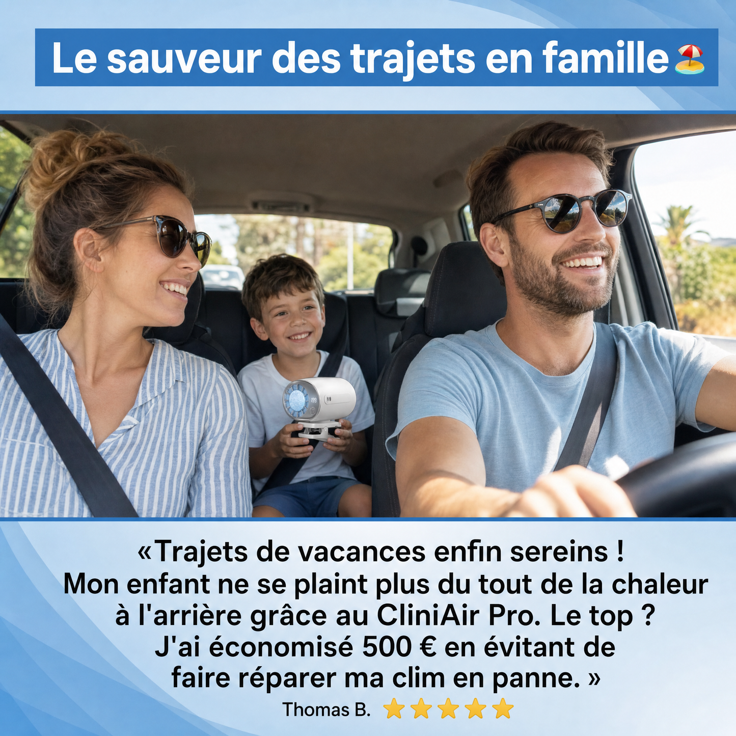 Mini climatiseur portable USB pour voiture — CliniAir Pro Car